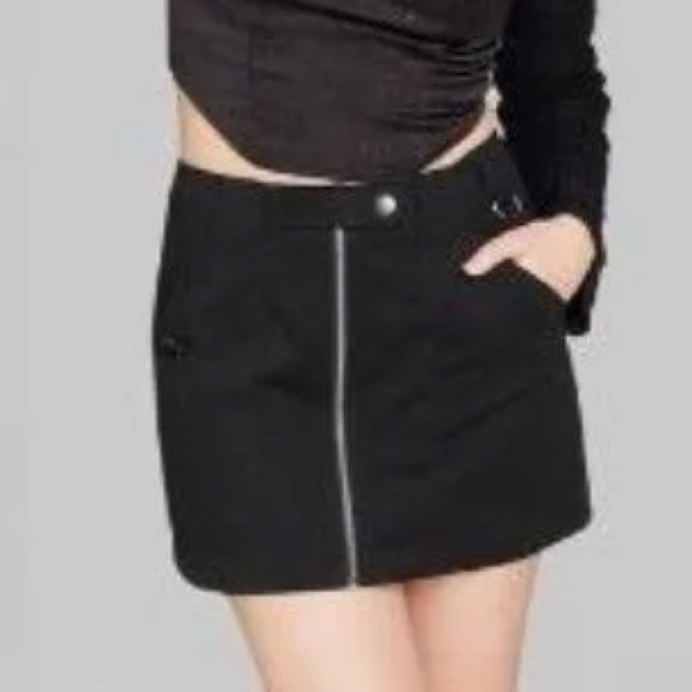NEW Wild Fable Black Cargo Utility A-Line Zip Front Mini Skirt Plus Size XXL